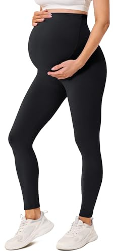 BAYDI Creamlush graviditetsleggings för kvinnor med justerbart magstöd mjuka high waist mammabyxor ogenomskinliga graviditetsbyxor bekväma för yoga fritid pyjamas, XL