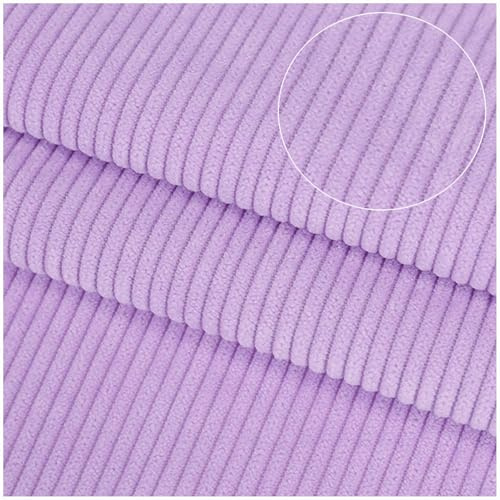 Tissu Velours Côtelé au Mètre - 150cm Large, pour Couture de Manteau Chemise Robe Pantalon Costume Canapé Bricolage (Bleu/Noir/Vert) - Tissu d'Ameublement Décoratif(Light violet,150x50cm)