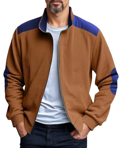Generisch 2025 Chaqueta casual para hombre con cremallera, ligera, holgada, para verano, al aire libre, cómoda, elástica, para uso diario, elegante diseño de bloque de colores, abrigo de invierno para