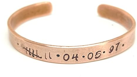 Genérico Pulsera de Cobre Hecha a Mano, Brazalete de Cobre 100% Puro, Regalo para Hombre, Pulsera Personalizable (16cm - S)