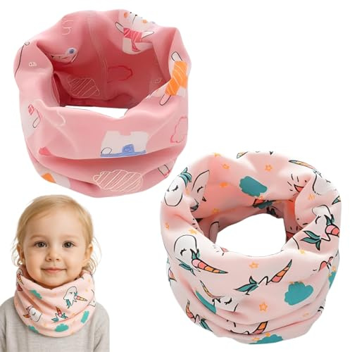 COYUN 2 Pcs Braga Cuello Niño Bebé Bufanda Cuello Niño Algodón Braga Cuello Niña Otoño Invierno Bufanda Tubular para Niños Niñas 0-12 Años Calentador de Cuello Al Aire Libre