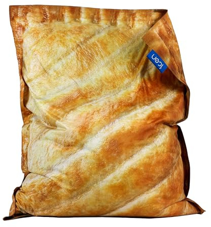 icon Greggs XL Steak Bake Bean Bag Floor Cushion, Water Resistant Fabric, Beanbag for Indoor and Outdoor Use, Bean Bag with Filling Included, 180cm x 140cm, Novelty Gifts, Living Room, Garden