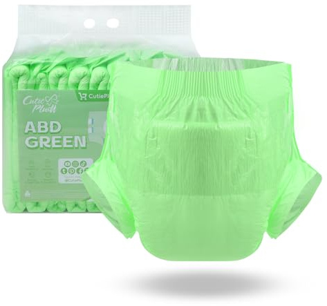 CutiePlusU Nappies Diaper 10 Count Overnight Absorbency for Men Women | Maximum 5000ML Green(L 95-120cm)