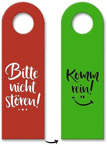 Nicht stören oder Komm rein Türhänger mit lachendem Gesicht in Rot-Grün Zimmer