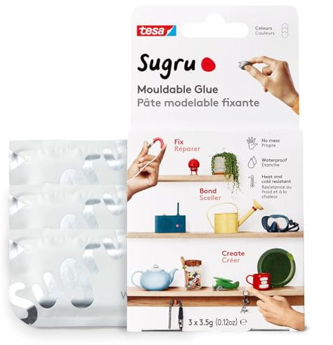 Sugru by Tesa - Moldable Multi-Purpose Glue for Creative Fixing and Making, White, 3 Piece