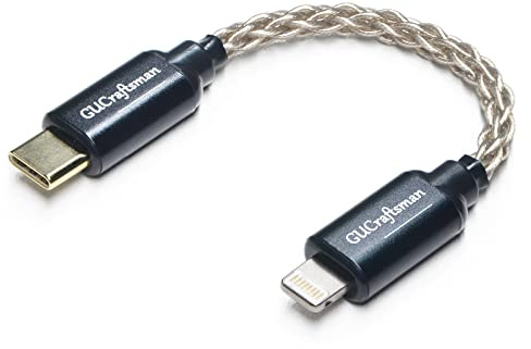 GUCraftsman OTG Kabel iOS auf Typ C/USB C Kopfhörer Verstärker Kabel 6N Single Crystal Silber für FiiO BTR5 Q1 Q3 Q3s Qudelix 5K xDuoo Link2 XD-05PLUS E1DA 9038G3 9038S 9038D für iPhone iPad iPod