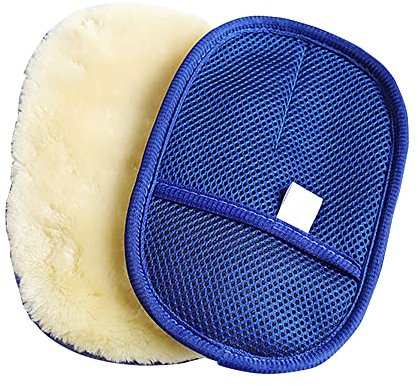 Tiardey Guanti per Lavaggio Auto Ultra Morbido in Pelle di Agnello - Blu