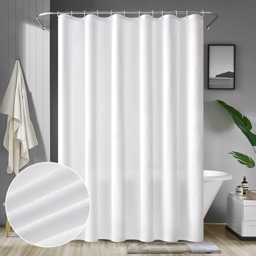 MIULEE Duschvorhang 120x180cm Weiß Wasserdicht Badvorhang Anti-schimmel und Textil Waschbar Schnelltrocknend Badezimmer für Badewanne und Dusche Duschvorhänge mit 8 Duschvorhangringe