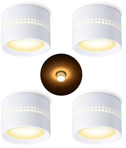 SSC-LUXon 4 Stück ALAPI Deckenspot weiß inkl. GX53 Leuchtmittel warmweiß 5W - Aufputz Leuchte LED mit indirekter Beleuchtung Decke