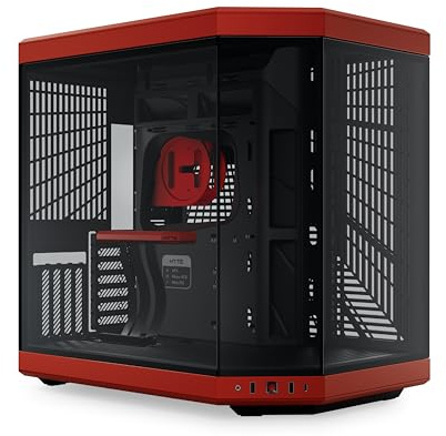 Hyte Y70 Upgraded Modern Aesthetic Dual Chamber Panoramic Tempered Glass Mid-Tower ATX Computer Gaming Case with PCIE 4.0 Riser Cable Included, Red (CS-HYTE-Y70-BR)