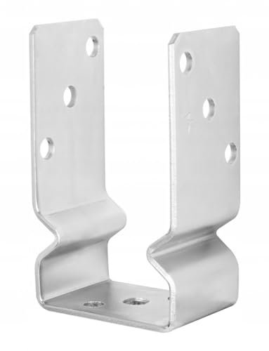 BK SHOP Pfostenträger U-Form Prägung zum Aufschrauben | Stützenfuß 81 x 150 x 60 mm | Pfostenanker Verzinkter Stahl 4 mm | Bodenanker für Holzpfosten | Pfostenschuh für Terrassen und Zäune