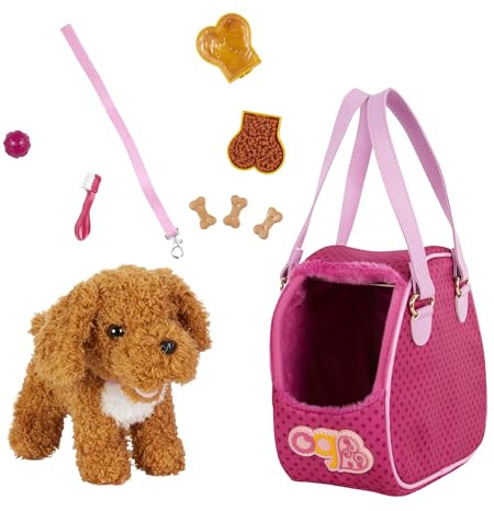 Our Generation – Poodle Dog Plush – Pet Carrier Bag – 18-Inch Doll Accessories – Stuffed Animal Toys – Kids 3+ Years – Hop in Dog Carrier