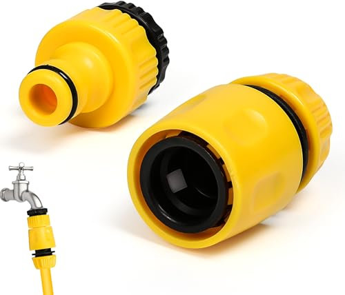 Jadeshay Attacco Tubo Acqua Giardino, Attacco Rapido Aqua Raccordi Femmina da 1/2 - 3/4 Raccordi per Tubi Irrigazione para Rubinetto da Giardino, Giallo