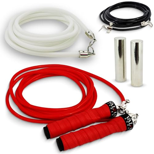 Valour Strike Gewichtetes Springseil | Bestes Springseil für Cardio-Training & Heimworkouts im Freien | Gewichtete Springseile für Fitness-Trainingsausrüstung Home Gym Workout & HIIT (HEX-TREME Set)