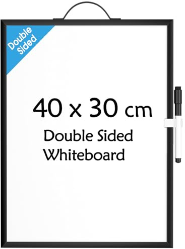 KTRIO White Board 40 CM x 30 CM Double-Sided Magnetic Whiteboard for Wall