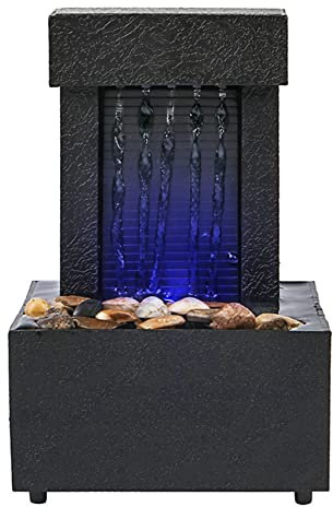 Oiiwowi Pebble Belt LED Lighting Soothing Desktop Fountain, Indoor Waterfall Miniature Life