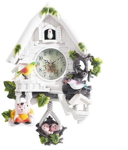 Orologio a cucù, sveglia a pendolo da parete, per casa, soggiorno, decorazione artistica, per casa, soggiorno, decorazione artistica (bianco)