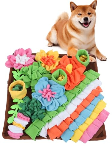 Romon Alfombra Olfativa para Perros – 40x40 cm, Manta Olfativa de Felpa Colorida, Juego Interactivo para Perros, Gatos y Conejos, Antideslizante, Lavable y Plegable, Marrón