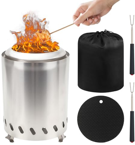 Les-Theresa Chimenea de mesa de 5.9 x 7.9 pulgadas, chimenea de mesa portátil de acero inoxidable, quemador de mesa alimentado por pellets o hogueras de madera para interiores, exteriores y jardín