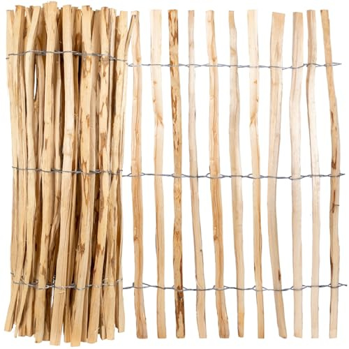 VOSS.garden 3m Extra Hoher Staketenzaun Haselnuss 150cm Höhe Lattenabstand 4-5cm Gartenzaun