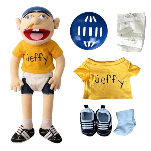 Puniama Jeffy Hand Puppet 60cm, Talking Plush Puppet with Movable Mouth, Interactive Funny Hand Puppets for Kids, Role Play Storytelling Toy, Birthday