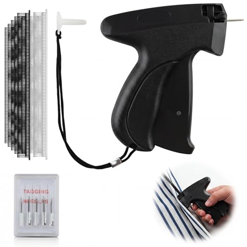Wefaly Stitchy Quick Clothing Fixer, Stitch Gun Quick Fixer for Clothes, Mini Stitch Hemming Gun, Labeling Gun with 5 Needles, 1000 Plastic Needle for Skirt, Shirt, Jeans (Black)