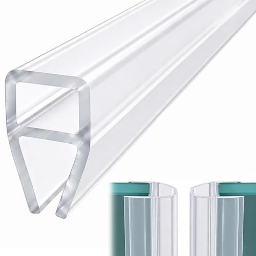 Joint de Porte de Douche 3000 mm Forme U, Joint d'Étanchéité pour Verre 6 mm avec Lèvre en Caoutchouc Transparent, Bande de Remplacement Flexible pour Paroi de Douche et Bas de Porte
