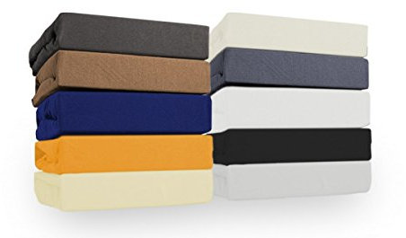 SW Bedding Spannbetttuch Premium 180/200 bis 200/220 cm gelb Spannbettlaken für Dicke Matratze