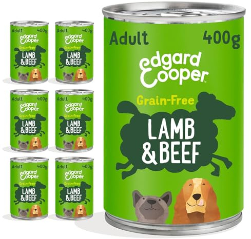 Edgard Cooper Grain-Free Wet Dog Food in Gravy for Adult Dogs, LambBeef 6 x 400g, Natural Dogs Food in Tins with Fresh Meat, High Protein, Hypoallergenic, No Added Sugar
