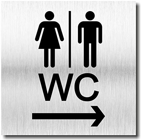 Türschild WC Pfeil rechts Schild UV Druck 12 x 12cm - 3mm Aluverbund - Made in Germany - Art.Nr. 2100