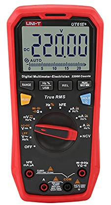 BuyWeek Multímetro Digital Capacidad Ensayador, UT61E 1000V 20A 22000 Cuentas con 2 Cables de Prueba y 1 Cable USB