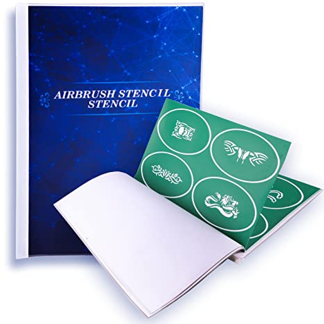 SAGUDIO 160pieces Reuseable Airbrush Stencils Template Book Airbrush Tattos