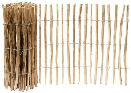 Garmix Staketenzaun Holzzaun Holzlamellen Gartenzaun 5m (100cm 4-5cm)