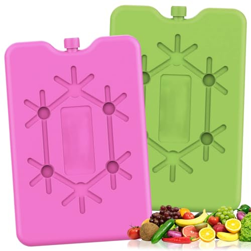 Lacca refrigerante da 200 ml, 2 pezzi per borsa frigo, capacità di raffreddamento riutilizzabili, 12 ore, borsa refrigerante sottile, extra piatta per il trasporto del frigorifero (verde + rosso)