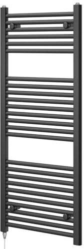 Newark Anthracite Electric Heated Towel Rail Wall Mounted Slim Ladder Design Bathroom Radiator - 1200mm x 500mm