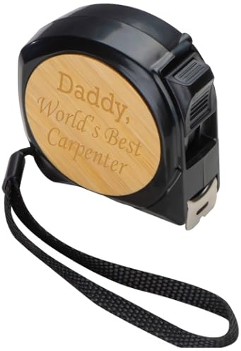 Personalised 5m/16ft. Bamboo Center Steel Tape Measure - Custom Engraved Eco-Friendly Tool for Precision Measurements and Extra Strong Belt Clip. Ideal for DIY enthusiasts or professionals.