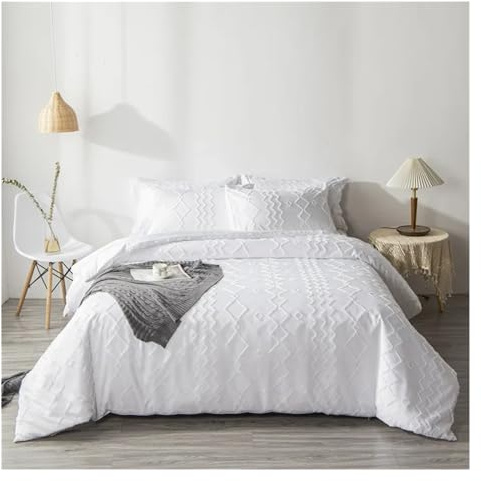 bleslin White Cover Duvet Cover Sets King Size Bedding Set Comforter Cover with Pillowcase Compatible with Double Bed Single Bed Linen Euro,Bedding(King)