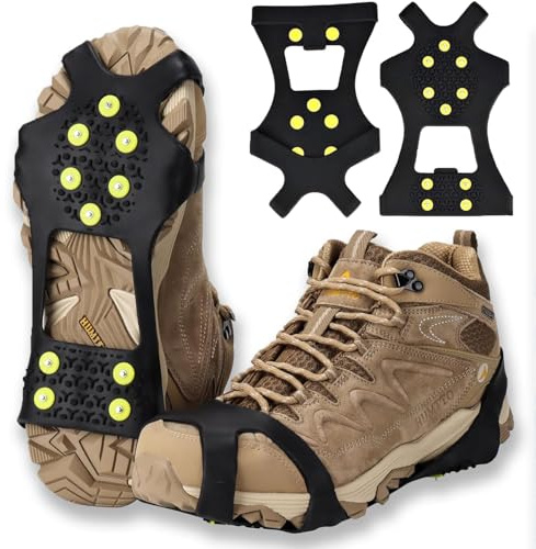Crampons de Neige, Crampons Pointes, Crampons de Glace Traction Crampon, Crampons Antidérapants Chaussures pour la Neige, la Glace, Les Randonnées, la Chasse et la Marche en Hiver (A, M)