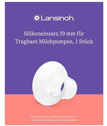 Lansinoh Silikoneinsatz 19 mm für Tragbare Milchpumpen – Kompatibel mit Lansinoh Tragbare Milchpumpe & Doppelmilchpumpe – BPA- & BPS-frei – 1 Stück