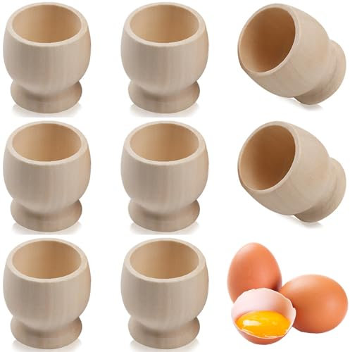 XineYuor 8PCS Portauova Legno Porta Uovo Cocque Decorazioni Contenitori per Uova Perfetta per il Brunch e la Colazione Decorazione da Tavola per Pasqua