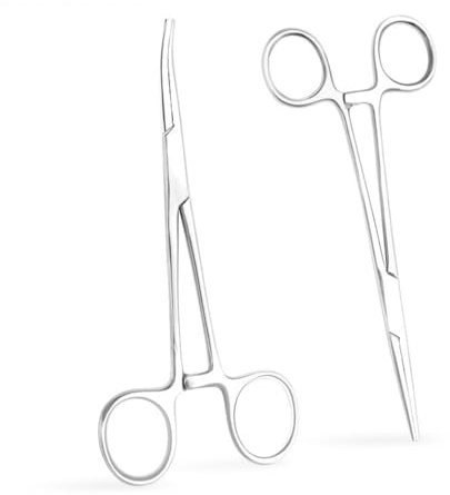 2 Piezas Alicates Rectos de 14cm, Acero Inoxidable Alicates para Pescar, Pinzas para Mascotas,Tijeras para el Cuidado de Mascotas, Soporte de aguja, Diseño de Diente de Sierra(Curvo y Recto)