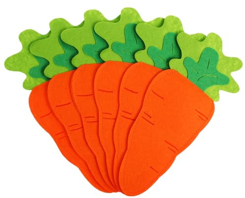 VALICLUD 6pcs Easter Carrot Cutlery Bags Tableware Utensil Holder for Forks Spoons Adorable Storage for Easter Parties Family Gatherings Festive Decor