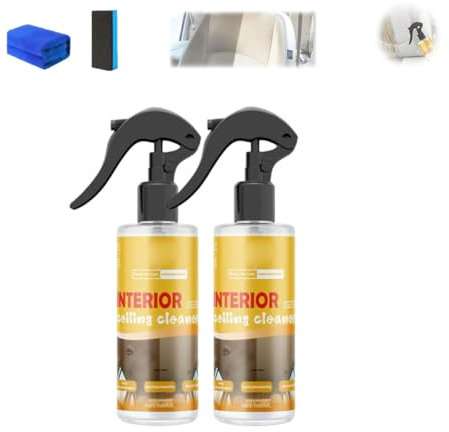 Spray nettoyant multi-usages pour tissus d'intérieur de voiture, s'applique sur les sièges, les tissus d'ameublement et les garnitures de toit. Spray nettoyant pour intérieur de véhicule. (2PCS)