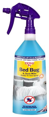 Zero In Bed Bug & Dust Mite Killer Spray – 1L Ready-To-Use Insecticide – Fast-Acting Formula for Bedding, Mattresses & Soft Furnishings – Kills Bed Bugs, Mites & Eggs – Safe for Home Use