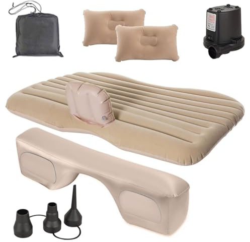 Sgizoku Inflatable Car Air Mattress for Back Seat with Car Air-Pump & 2 Air Pillows,137x88x44cm Air Bed for Cars Traveling Camping Mattress,Portable Blow Up Mattress,Universal SUV