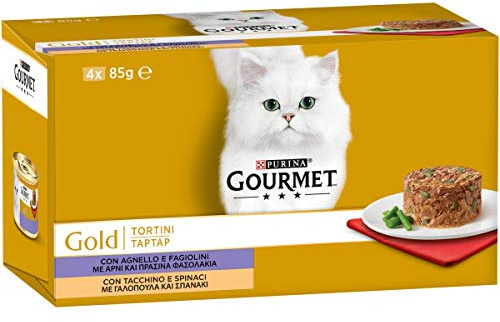 GOURMET Gold Cibo Umido per Gatti Adulti Tortini con Agnello e Spinaci 48 Lattine da 85g