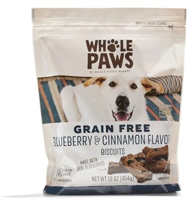 Whole Paws, Grain-Free Dog Biscuit Treats, Blueberry & Cinnamon Flavor, 16 Ounce