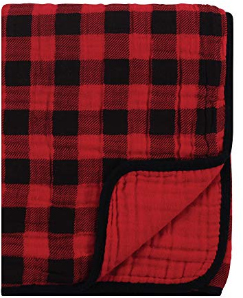 Hudson Baby Unisex Baby Muslin Tranquility Quilt Blanket, Buffalo Plaid, One Size
