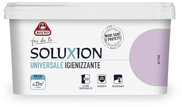 Boero Fai da Te, Soluxion, Risanante Antimuffa per Interni, Idropittura Traspirante Opaca, Alta Copertura, Ideale per Ambienti Umidi, Soffitti e Pareti, Latta da 2,5L