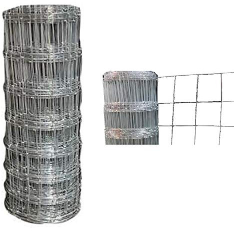 Bowose Wire Stock Fence Roll 800mm x 50m Live Stock Cow Sheep Hose Fencing Garden Farm Protective Boundary Fence Mesh L8/80/15 Hot Dipped Galvanized Steel Wire